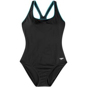 Speedo Women's Black and Blue One Piece Swimsuit size 8